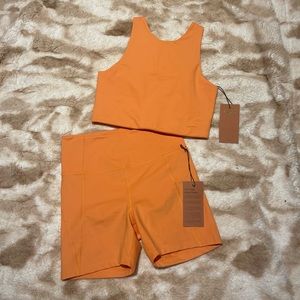 Girlfriend Collective Set High Rise Run Short and Dylan Tank Bra